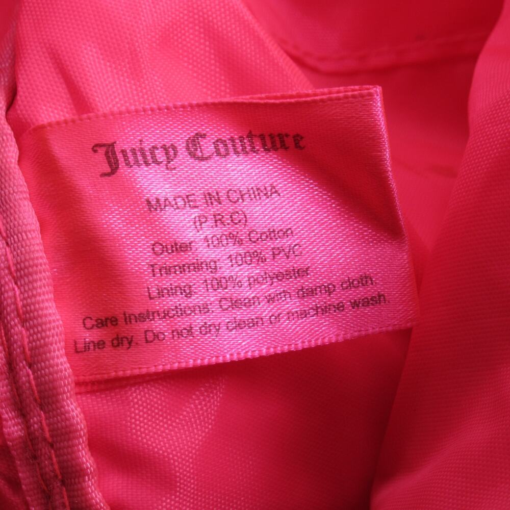 Juicy Couture Canvas Palm Trees Beach Tote Handbag L Ivory Hot Pink Lined Bag - Picture 11 of 16